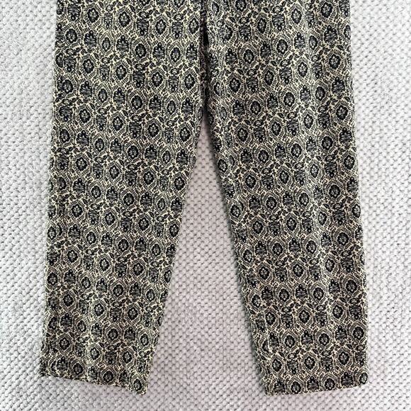 VTG Talbots Pants Women 8 Tan Black Silk Floral Trouser Straight Leg Fully Lined - Picture 4 of 16